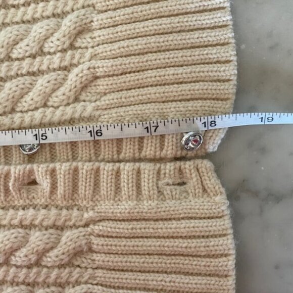 LANDS' END Wool Cable Cardigan Sweater Off White Crystal Button Girl S 7… - Picture 12 of 16